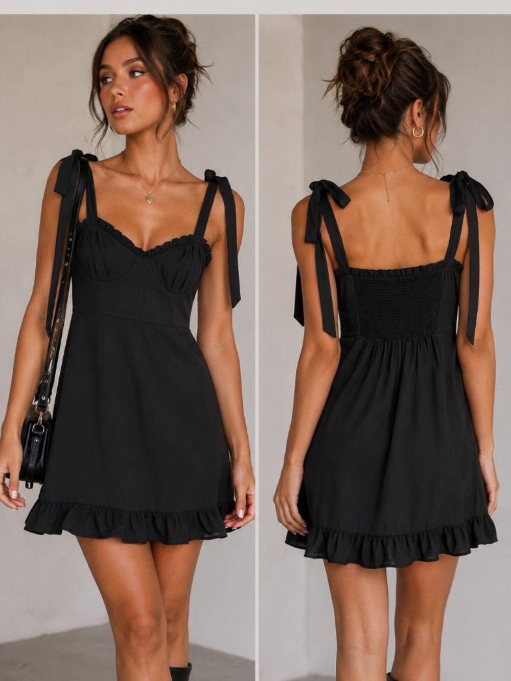 Forever 21 Y2K Black Babydoll Mini Dress / Top – Size Small 🖤✨